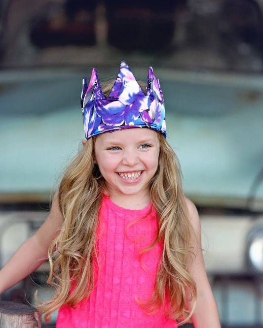 Dress Up Crown - Sequin Crown - Birthday Crown - Purple Floral Crown Reverse Purple Sequins - Fits all