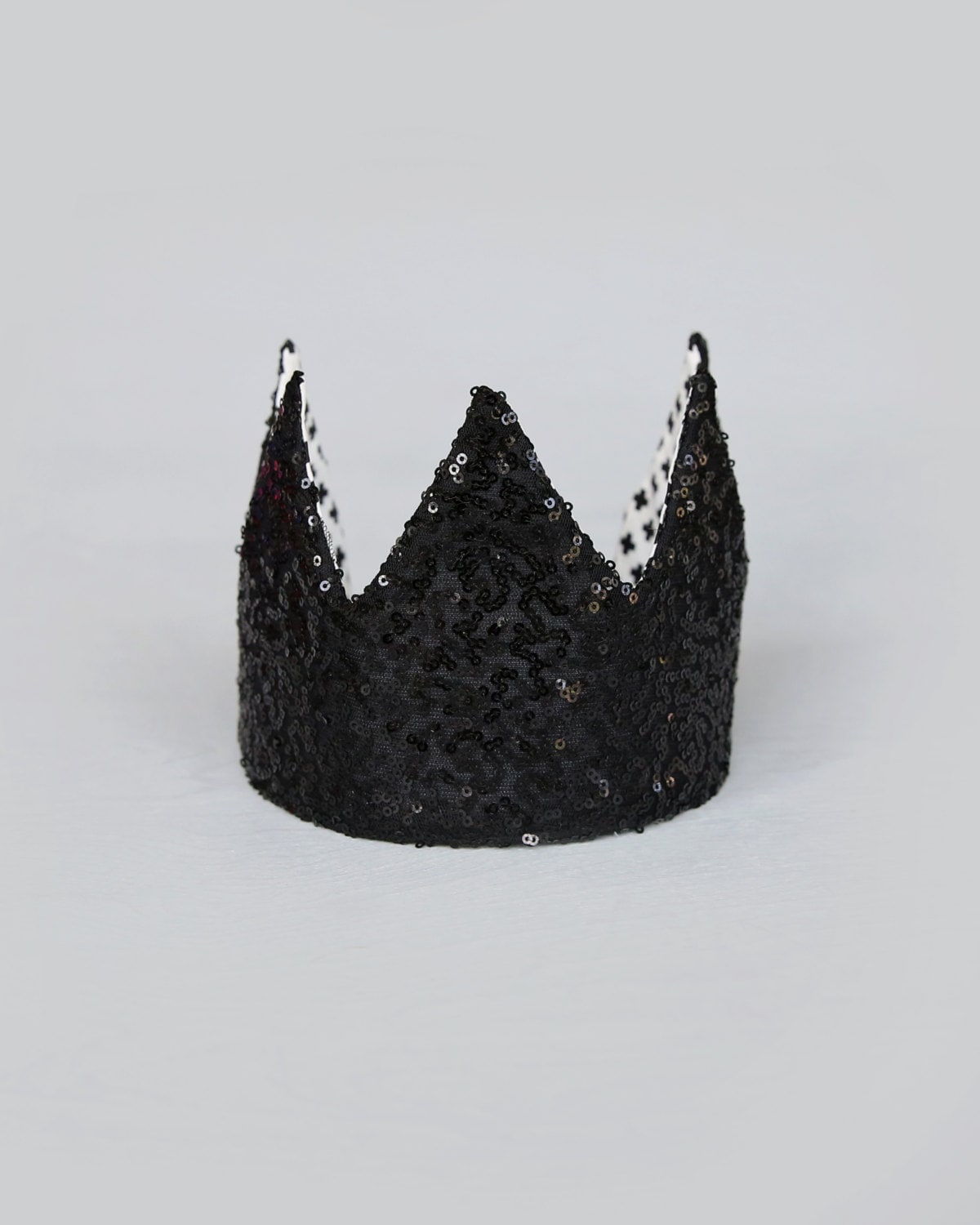 Dress Up Crown - Sequin Crown - Birthday Crown - Black with White Criss Crosses REVERSE to Black Sequins - Fits all