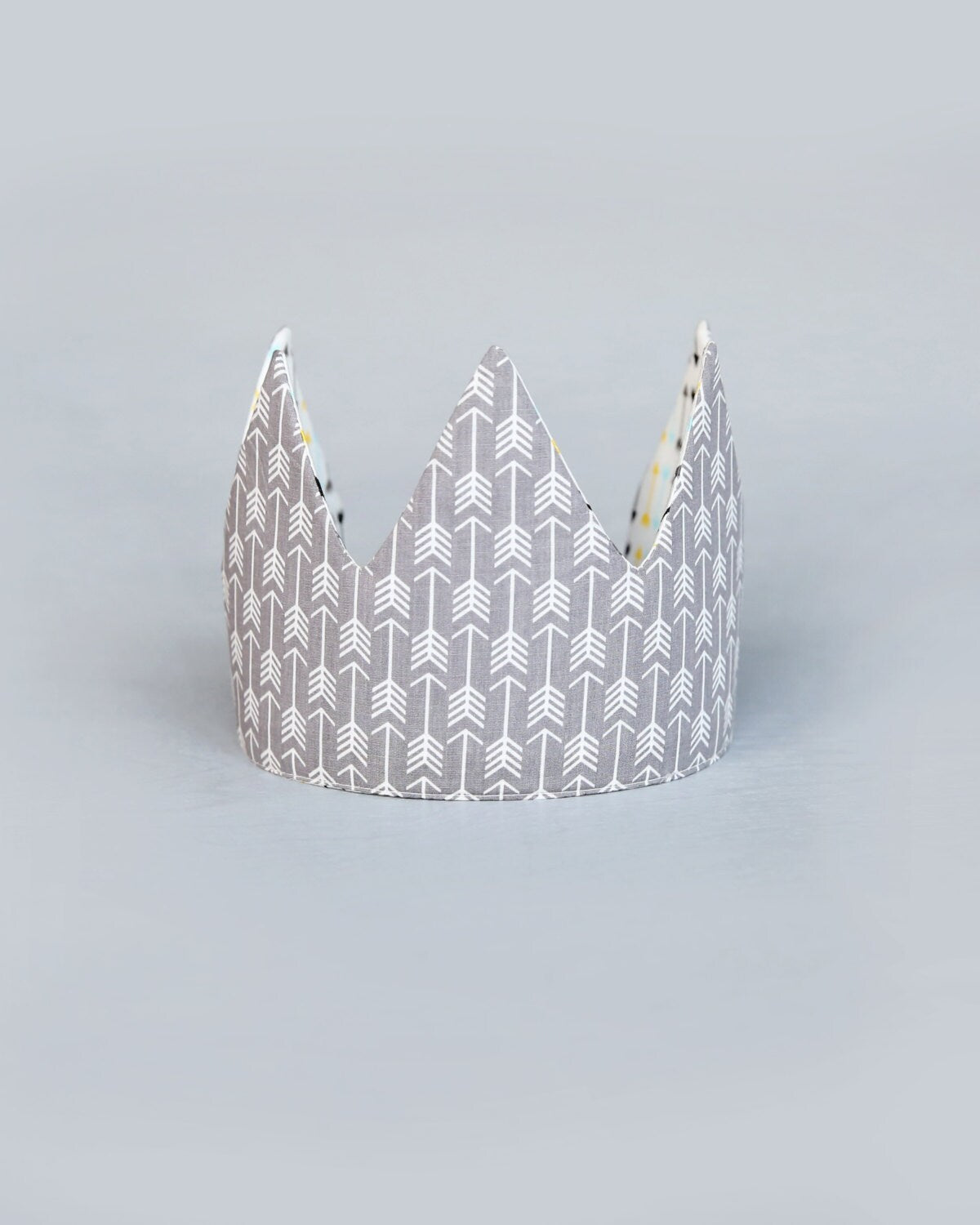 Dress Up Crown - Sequin Crown - Birthday Crown - Gray Arrow Crown Reverse Yellow, Aqua and Gray Arrows - Fits all