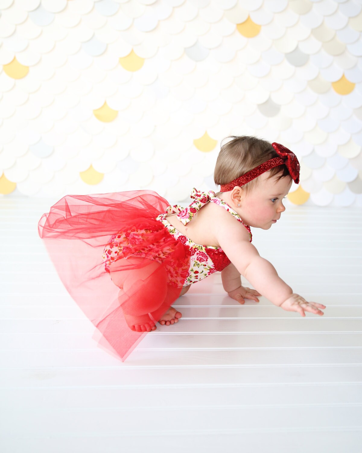 Romper - Tulle skirted, Skirted, Sequin Top Romper - Sequin Romper - Princess Romper - Birthday Romper - Photoshoot - Red Flower Romper