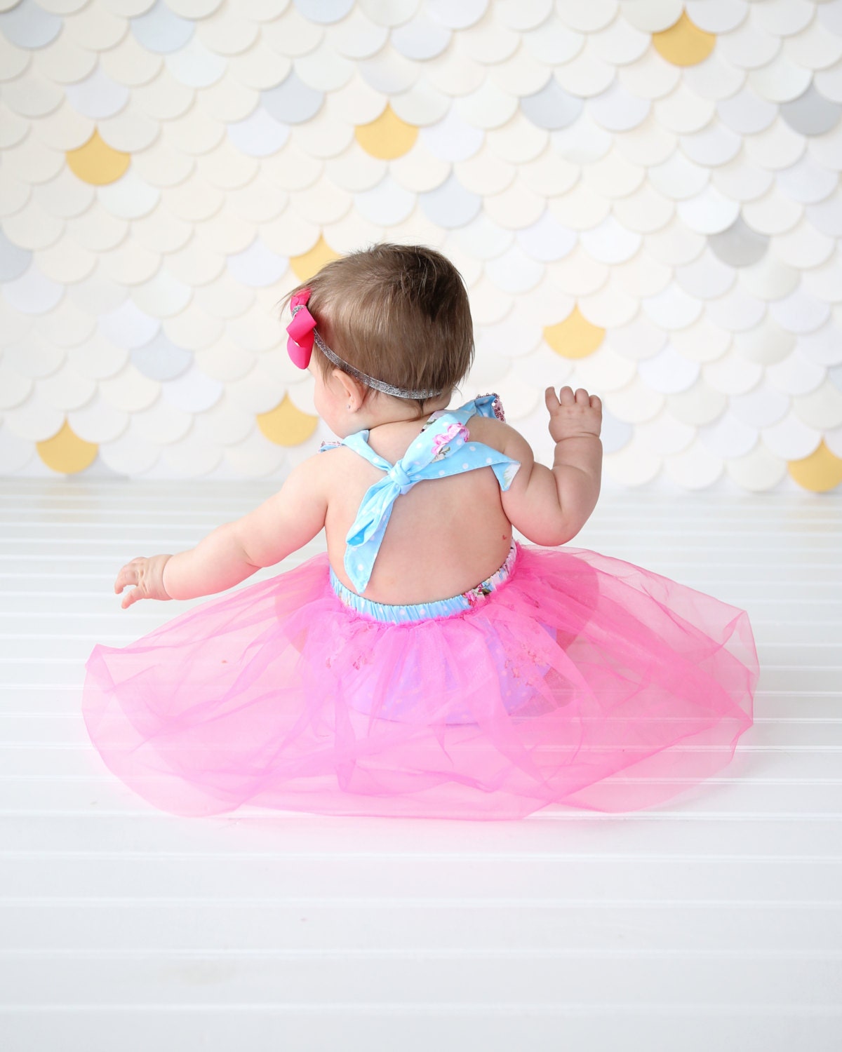 Romper - Tulle skirted, Skirted, Sequin Top Romper - Sequin Romper - Princess - Birthday Romper - Photoshoot - Pink and Blue Roses Romper