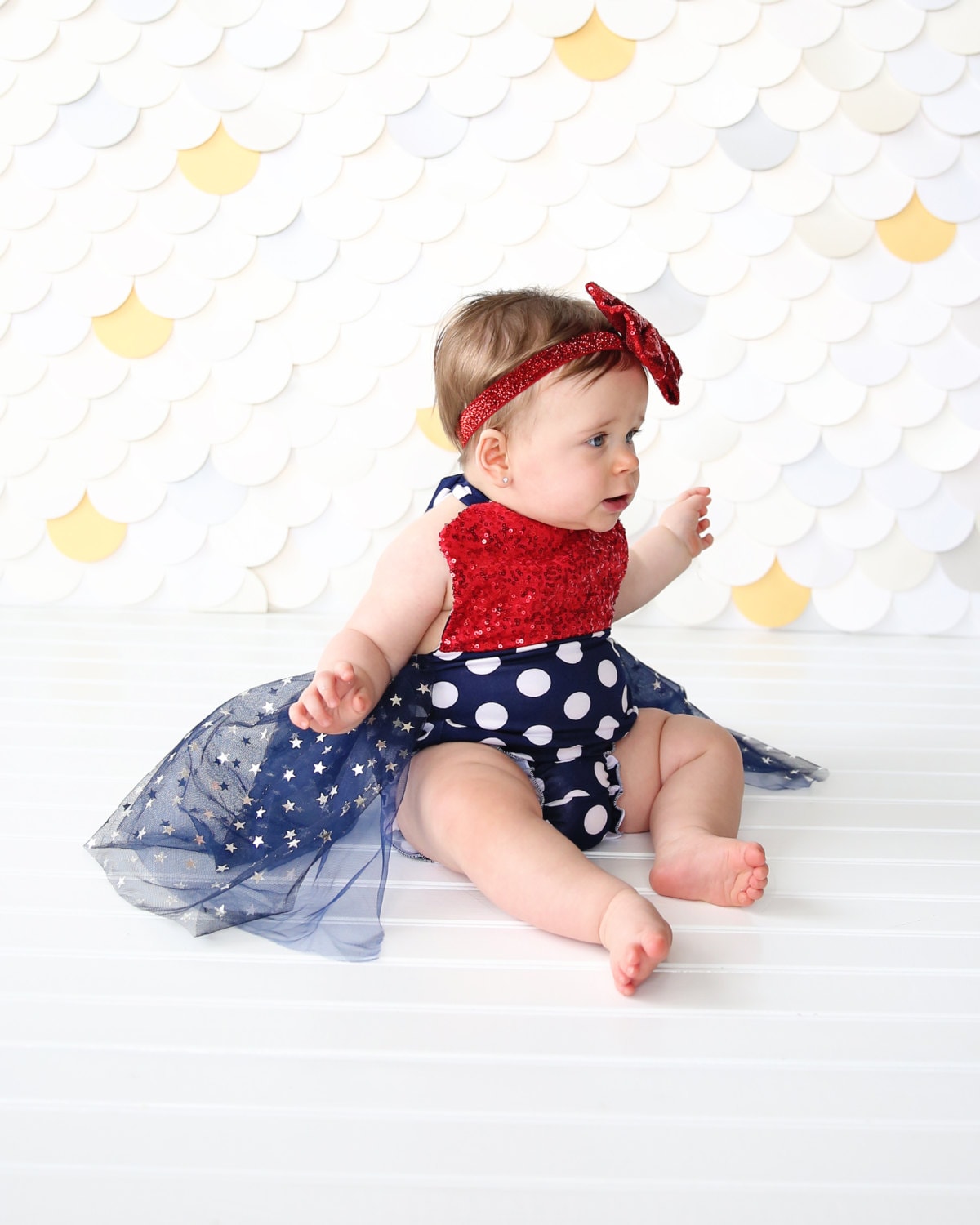 Romper - Tulle skirted, Skirted, Sequin Top Romper - Sequin Romper - Princess - Birthday Romper - Photoshoot - Red, White and Blue Romper