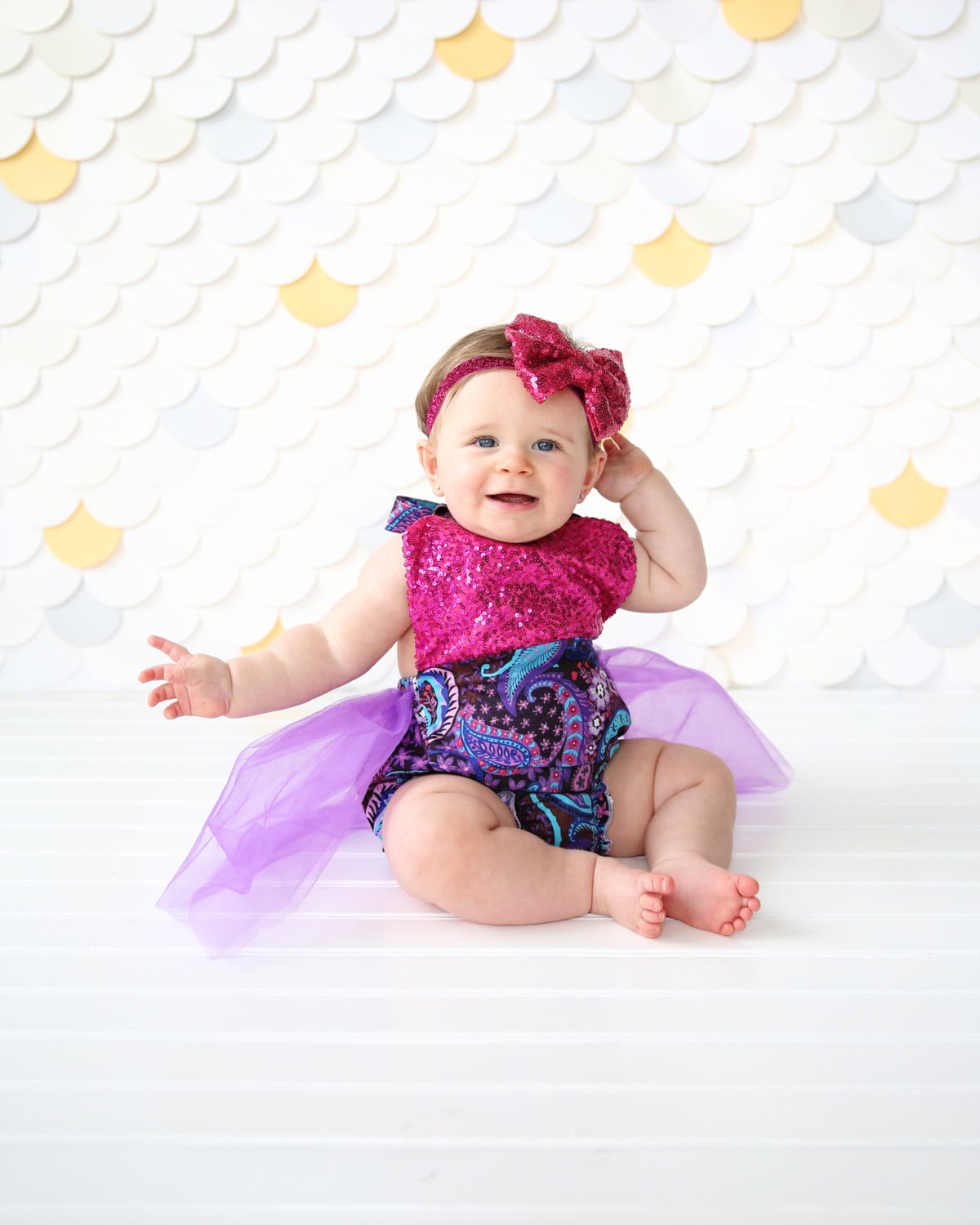 Romper - Tulle skirted, Skirted, Sequin Top Romper - Sequin Romper - Princess - Birthday Romper - Photoshoot - Hot Pink, Purple Romper