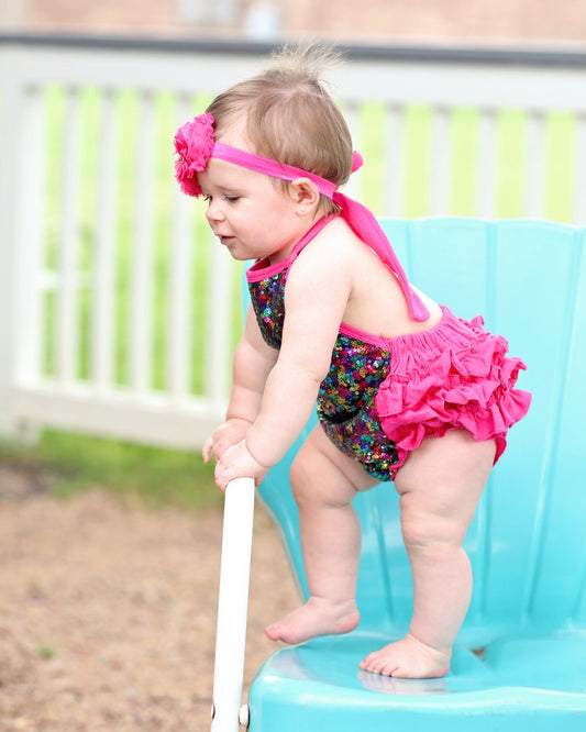 Romper - Sequin Romper - Sequin Romper - Birthday Romper - Photoshoot - Rainbow Sequins - Rainbow Sequin Romper
