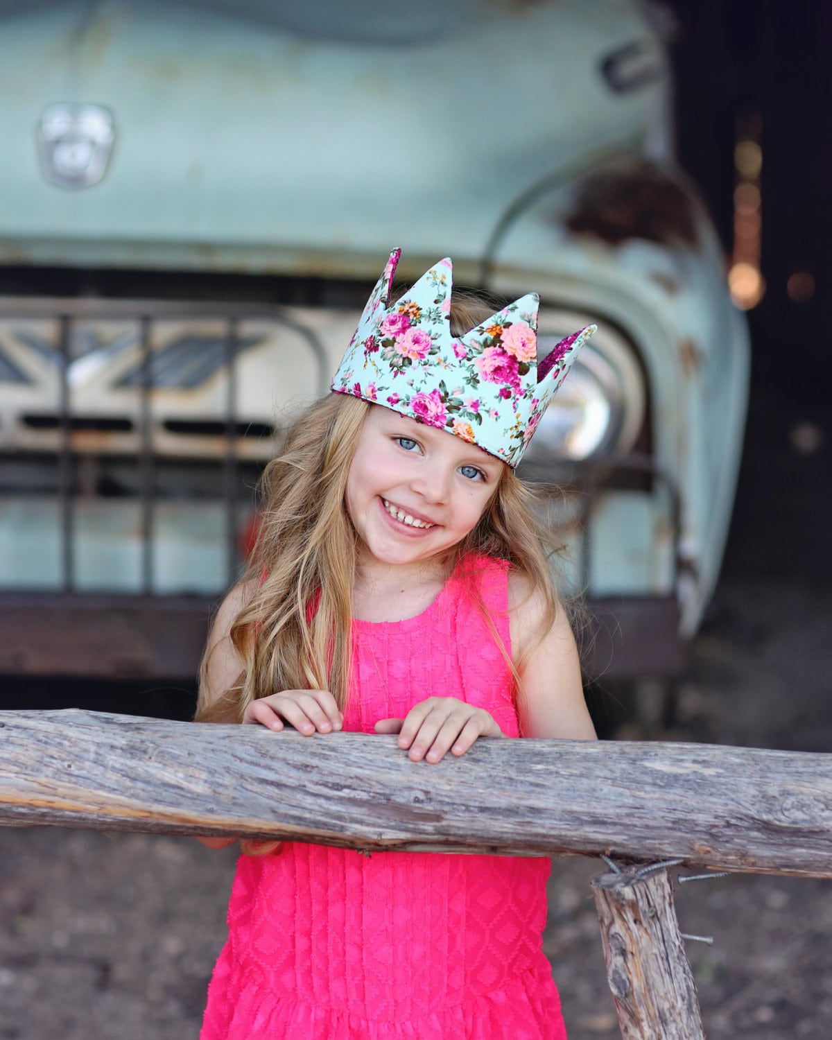 Dress Up Crown - Sequin Crown - Birthday Crown - Hot Pink Sequins Crown Reverse Aqua and Roses - Fits all