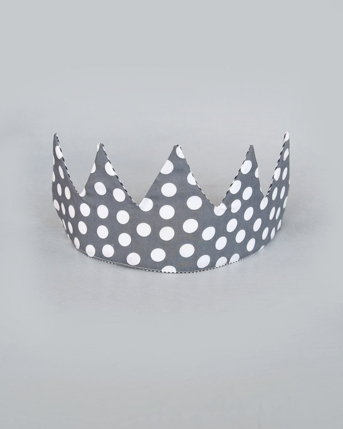 Dress Up Crown - Sequin Crown - Birthday Crown - Gray Polka Dots Reverse Gray Stripes Crown - Fits all