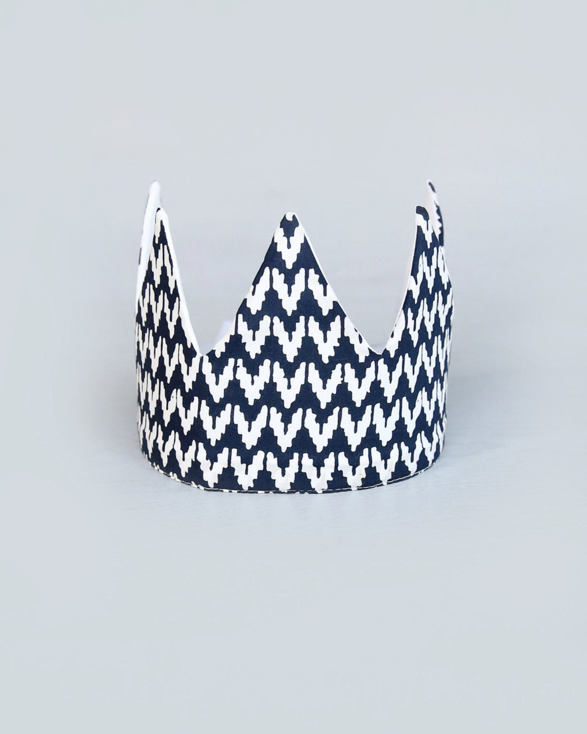 Dress Up Crown - Sequin Crown - Birthday Crown - Navy with White Ikat Crown - Fits all