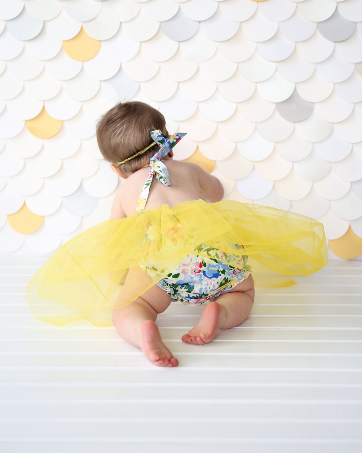 Romper - Tulle skirted, Skirted, Sequin Top Romper - Sequin Romper - Princess Romper - Birthday Romper - Photoshoot - Yellow Flower Romper