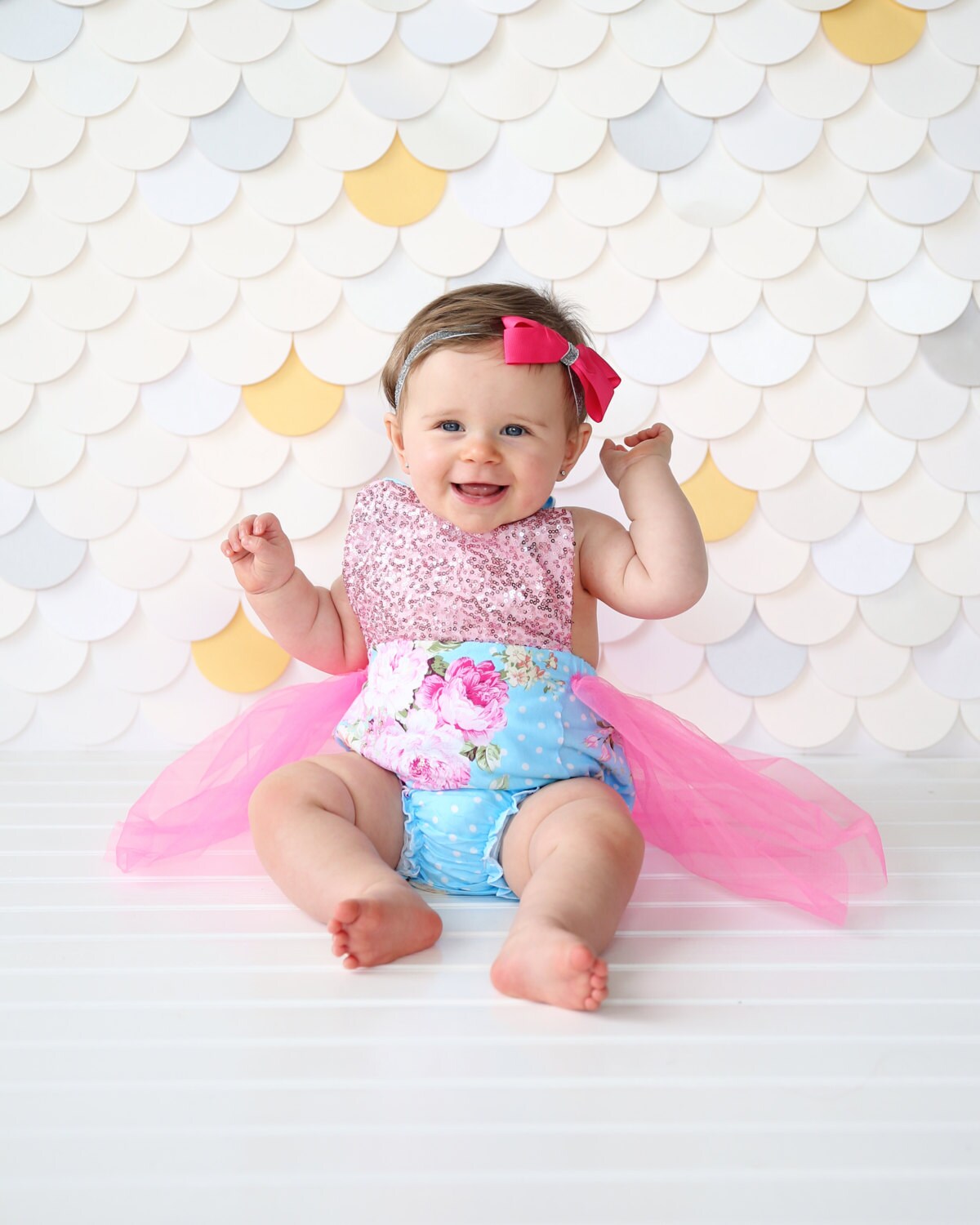 Romper - Tulle skirted, Skirted, Sequin Top Romper - Sequin Romper - Princess - Birthday Romper - Photoshoot - Pink and Blue Roses Romper