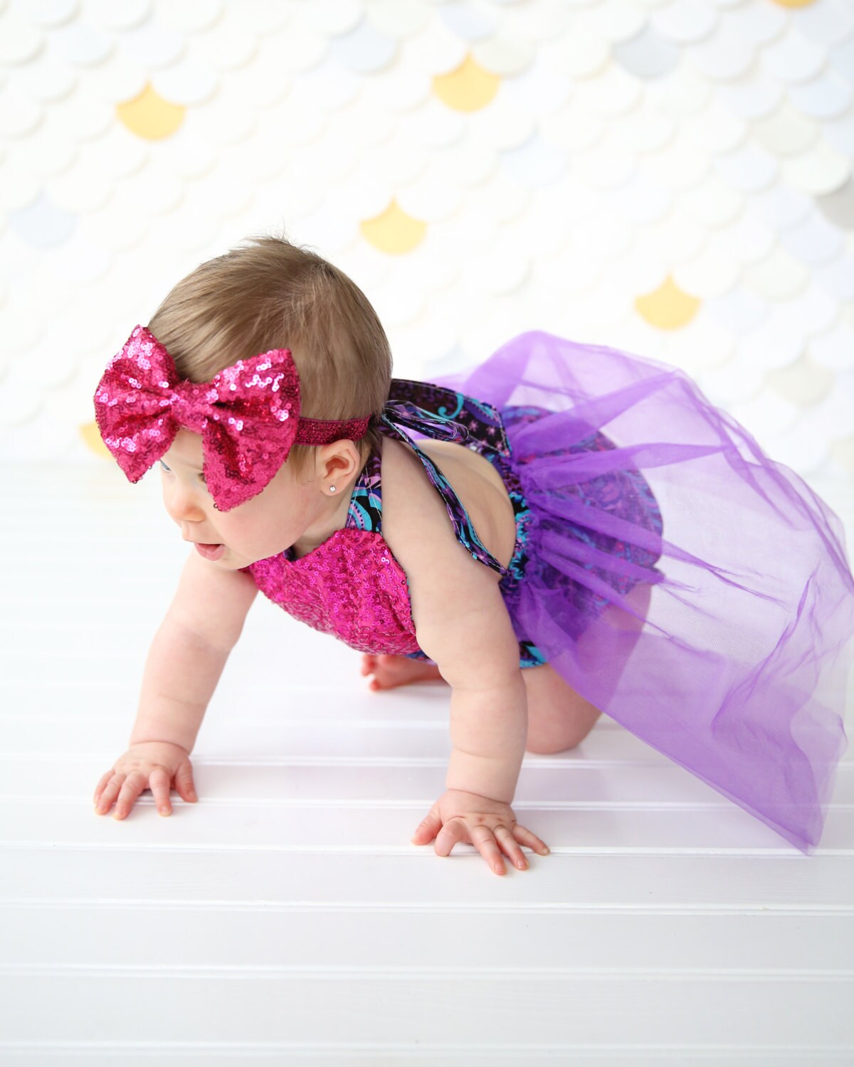 Romper - Tulle skirted, Skirted, Sequin Top Romper - Sequin Romper - Princess - Birthday Romper - Photoshoot - Hot Pink, Purple Romper