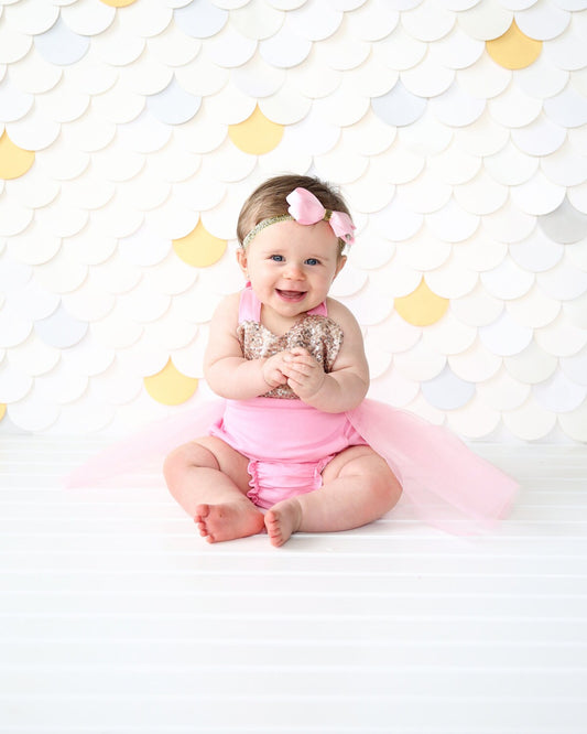 Romper - Tulle skirted, Skirted, Sequin Top Romper - Sequin Romper - Birthday Romper - Photoshoot - Pink and Rose Gold Sequin Romper