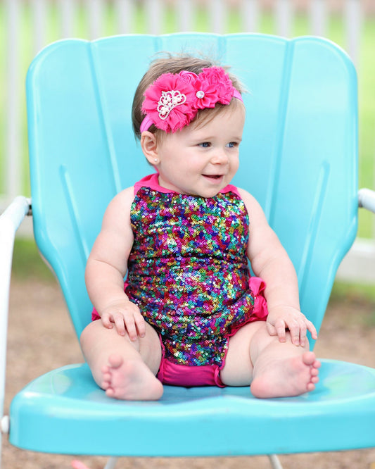 Romper - Sequin Romper - Sequin Romper - Birthday Romper - Photoshoot - Rainbow Sequins - Rainbow Sequin Romper