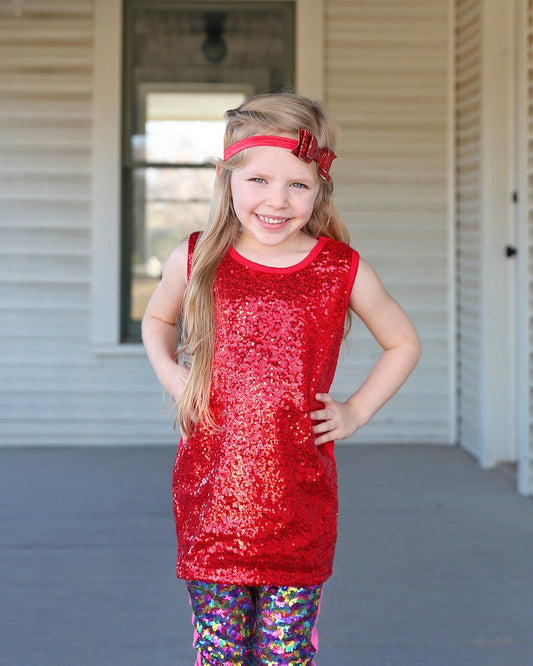 Red Sequin Dress - Red Sequin Tunic -Sequin Shift Dress - Birthday Dress - Party Dress - Sequin Tank Dress - Tank Dress - Red Dress