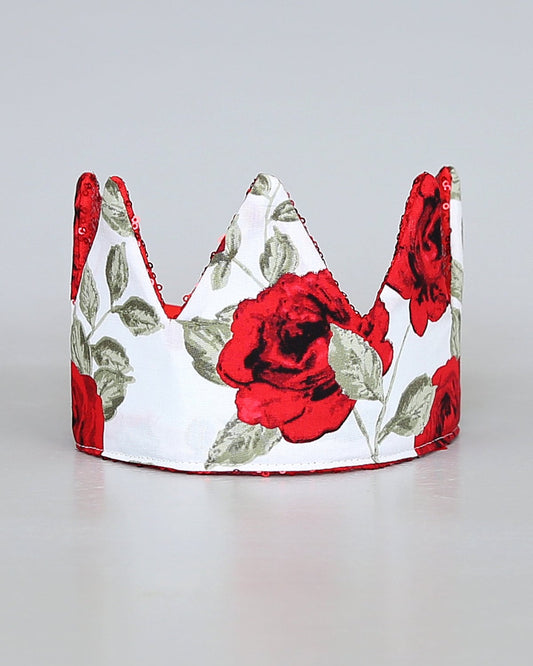 Red Roses Dress Up Crown - Sequin Crown - Birthday Crown - Red Sequin Crown - Fits all