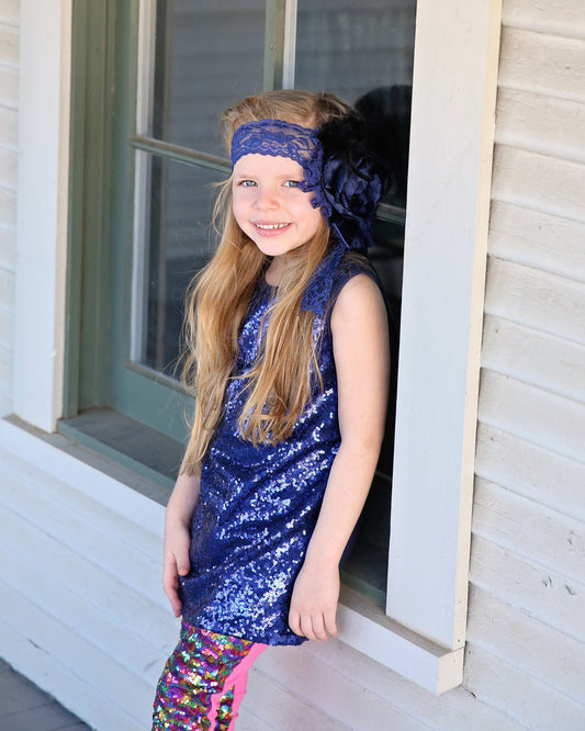 Short Navy Sequin Tank Dress - Navy Sequin Tunic -Sequin Shift Dress - Birthday Dress - Party Dress - Navy Sequin Tank Dress - Navy Dress