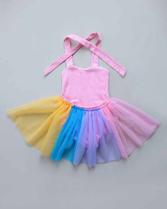 Romper - Tulle skirted, Skirted, Sequin Top Romper - Sequin Romper - Birthday Romper - Photoshoot - Rainbow Romper