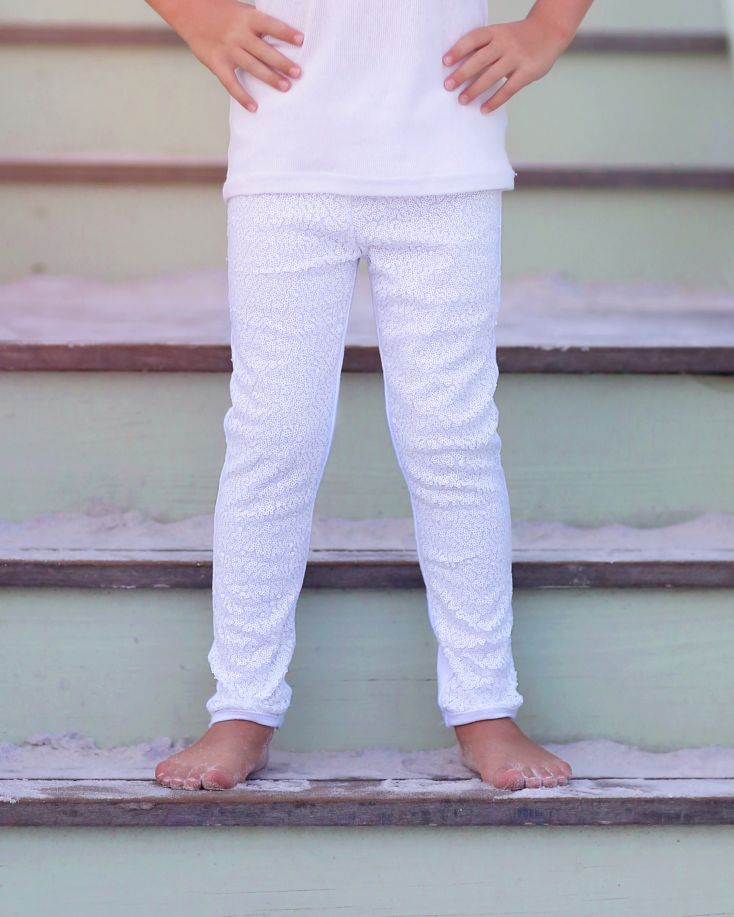 Sequin Leggings in White