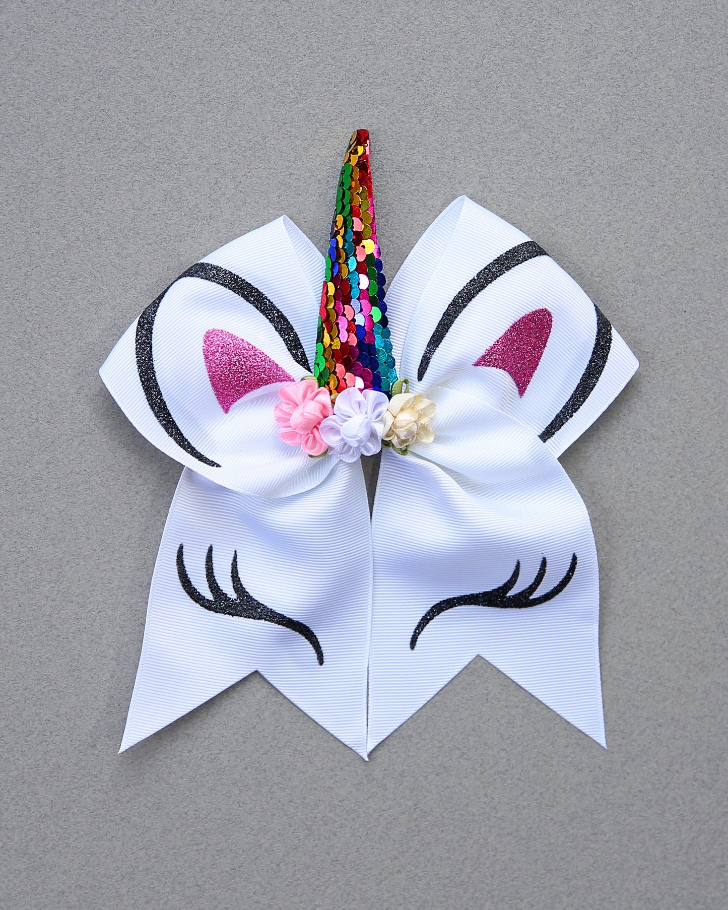 White Unicorn Hair Bow - Unicorn Rubberband - Unicorn Hair Accessory - Unicorn Hair Bow