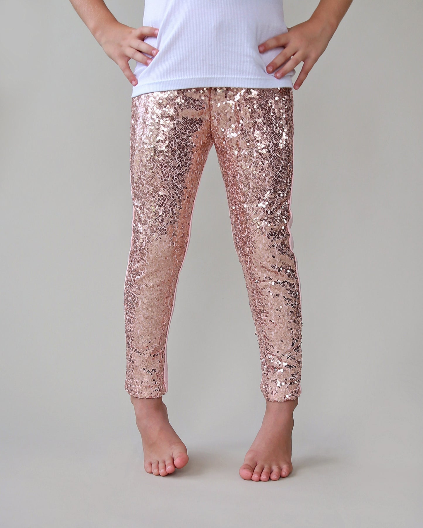 Sequin Leggings in Rose Gold