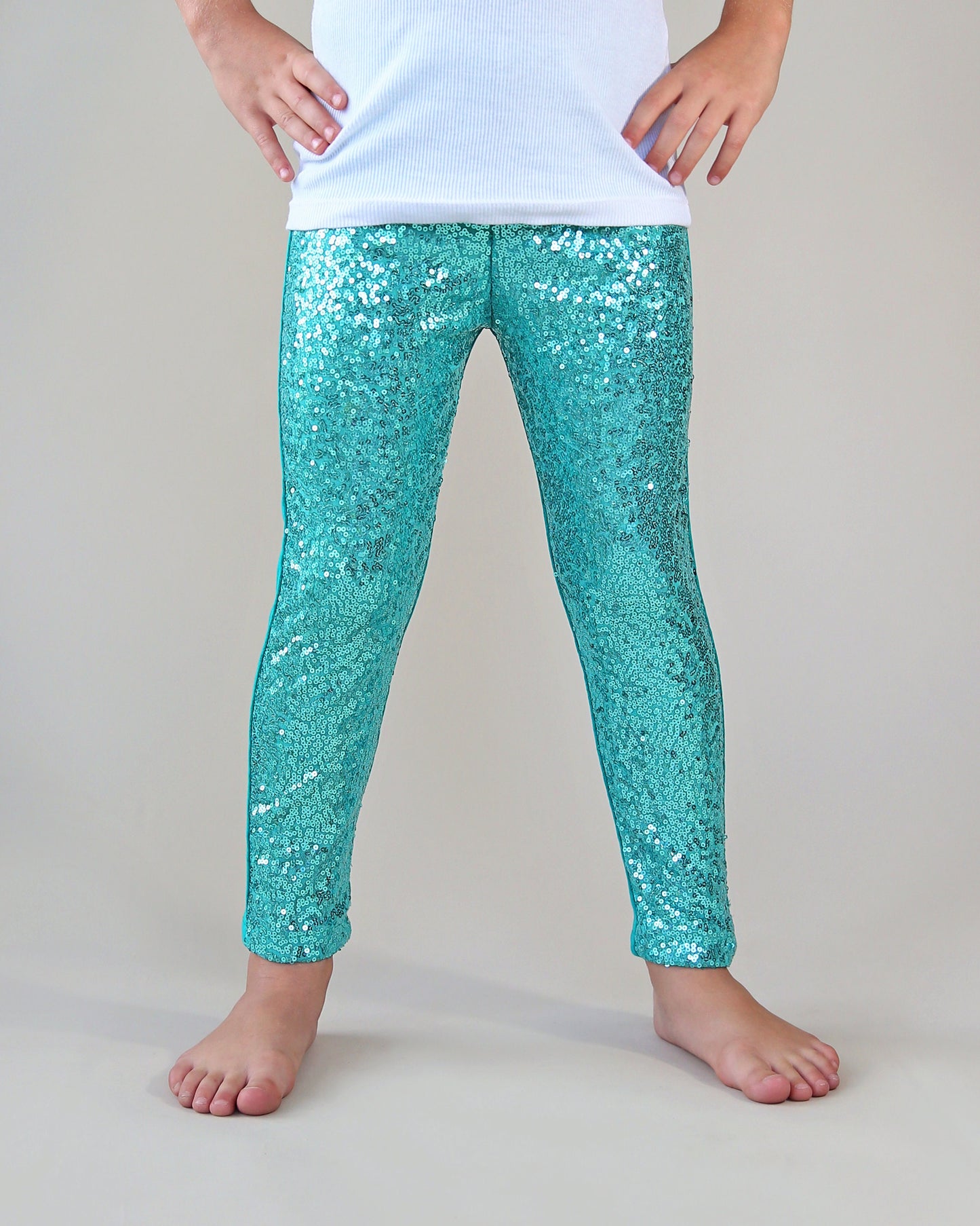 Sequin Leggings in Teal