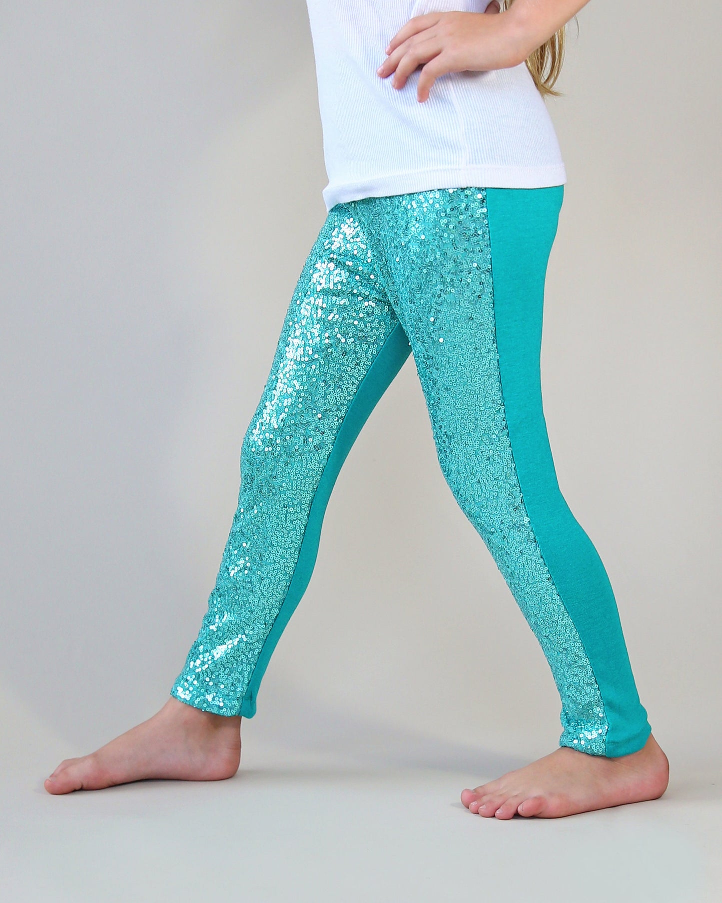 Sequin Leggings in Teal