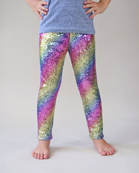 Sequin Leggings in Pastel Rainbow