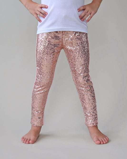 Sequin Leggings in Rose Gold