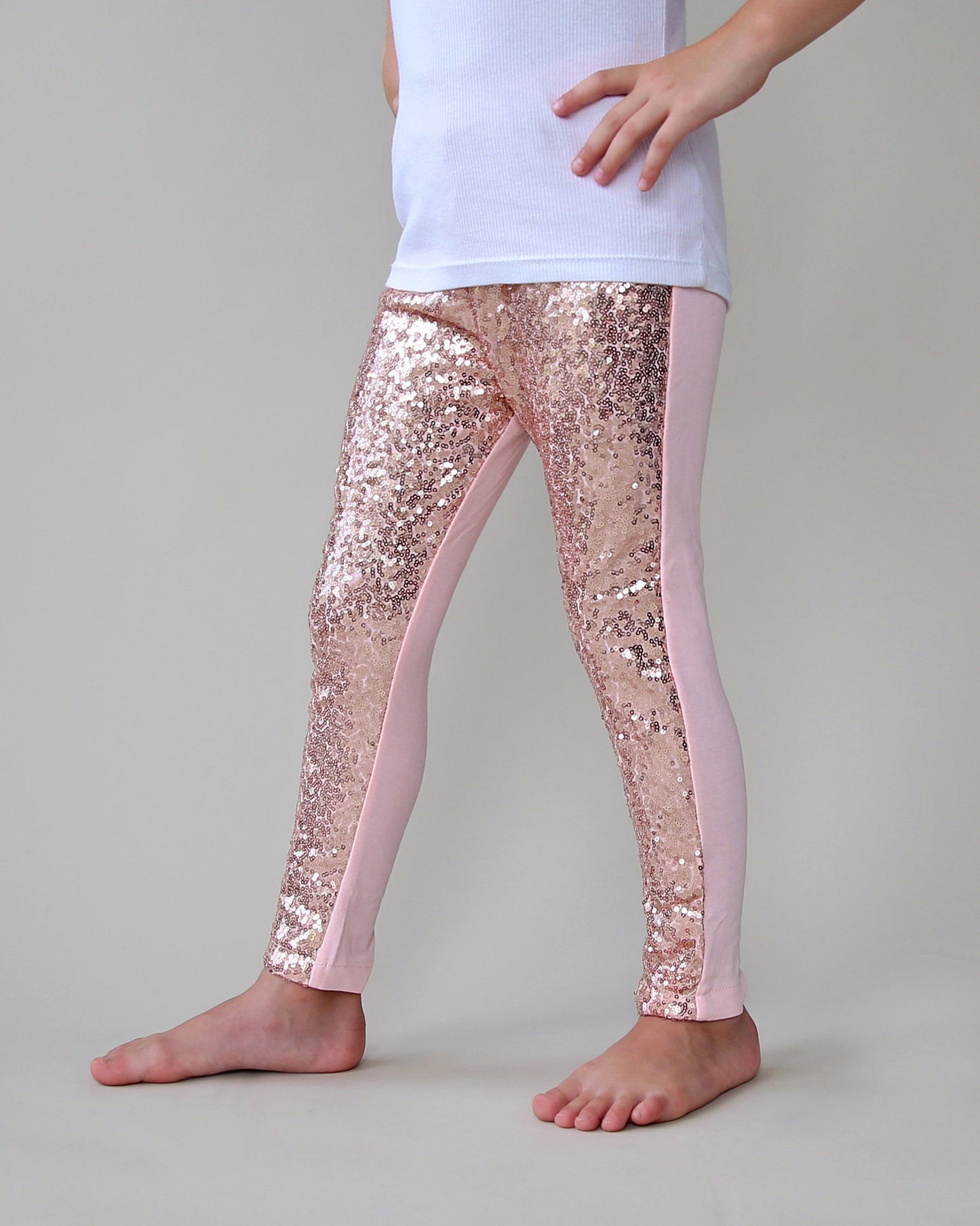 Sequin Leggings in Rose Gold