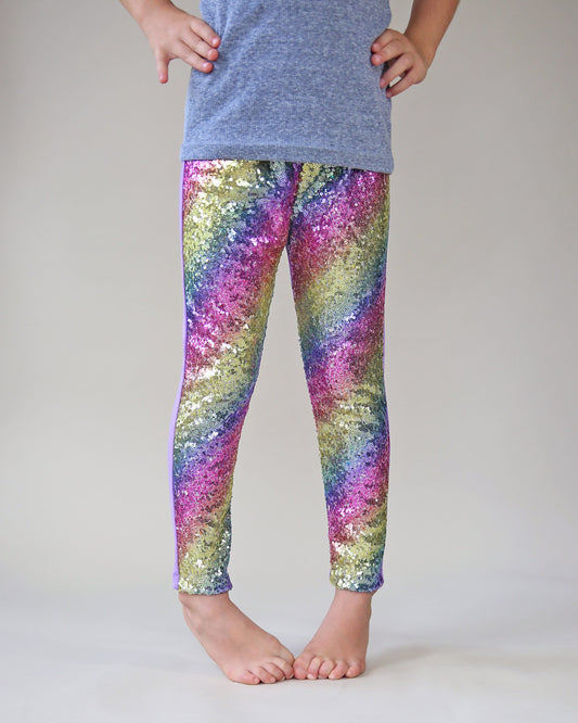 Sequin Leggings in Pastel Rainbow
