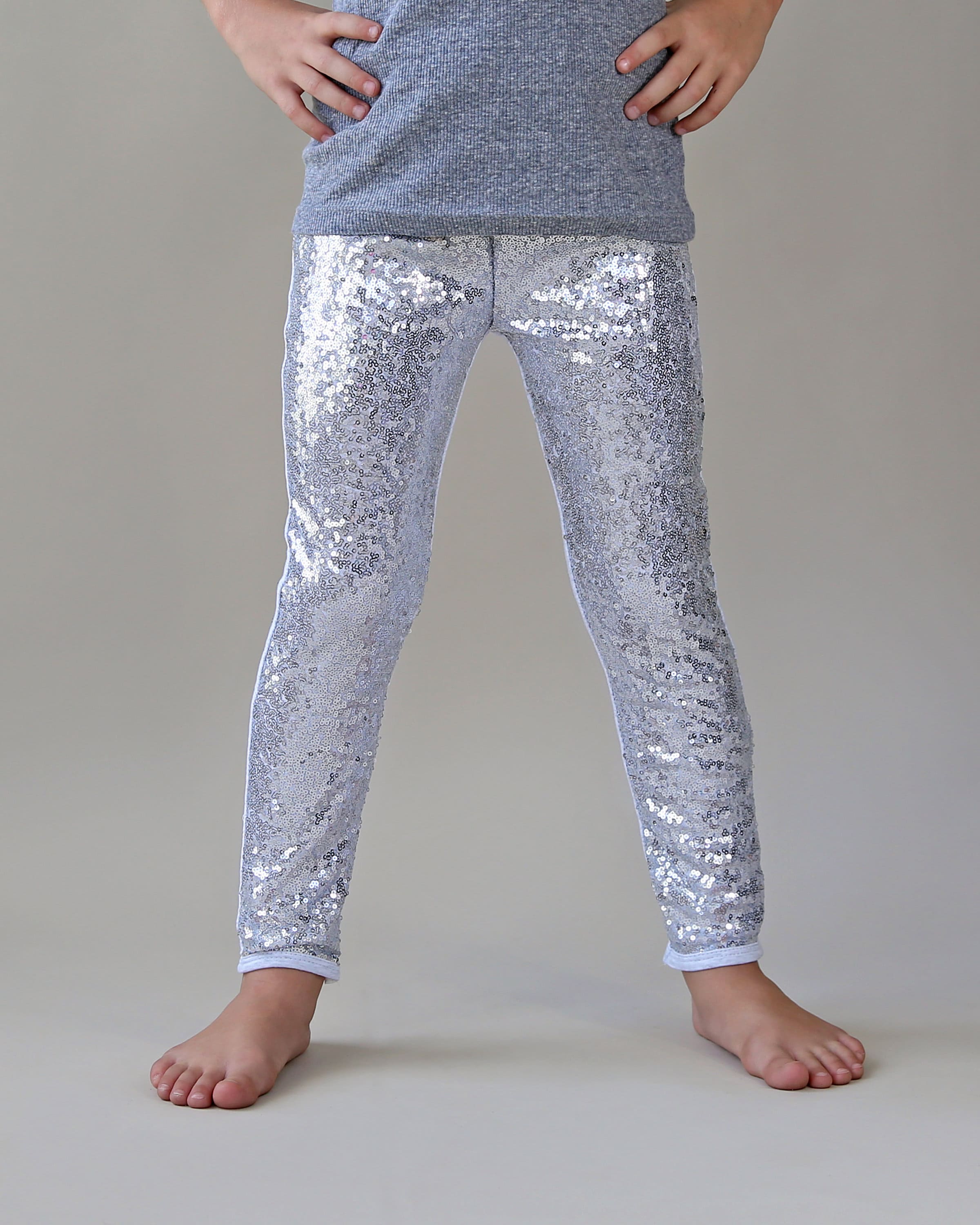 Sequin Leggings in Silver