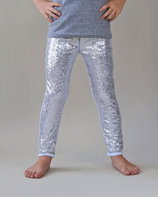 Sequin Leggings in Silver
