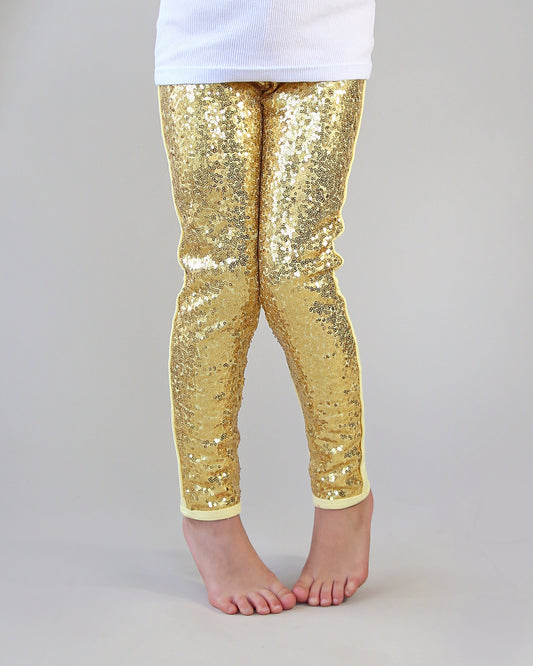 Sequin Leggings in Gold
