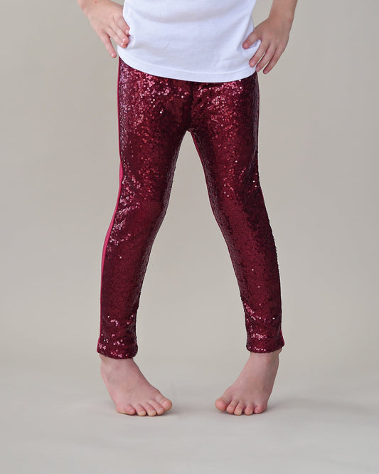 Sequin Leggings in Wine