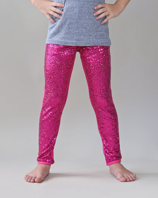 Sequin Leggings in Hot Pink