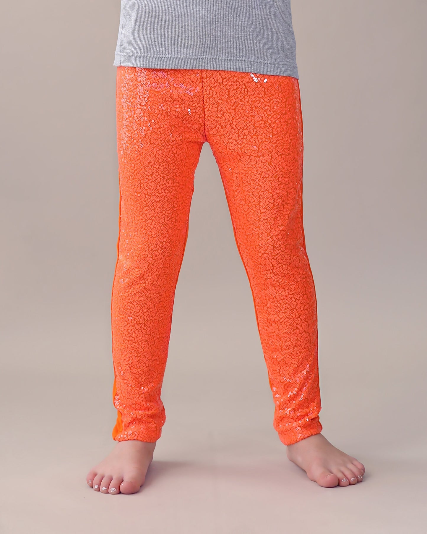 Sequin Leggings in Neon Orange