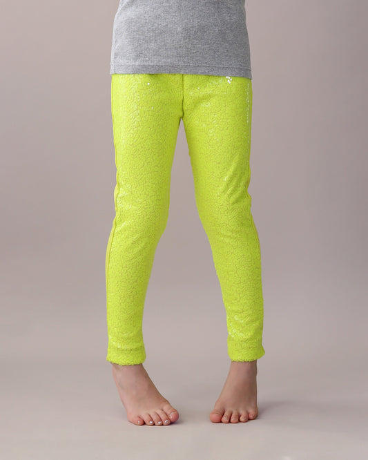 Sequin Leggings in Neon Yellow