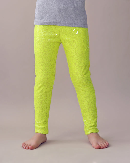 Sequin Leggings in Neon Yellow