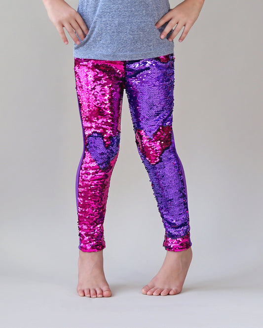 Flip Sequin Leggings in Hot Pink and Purple