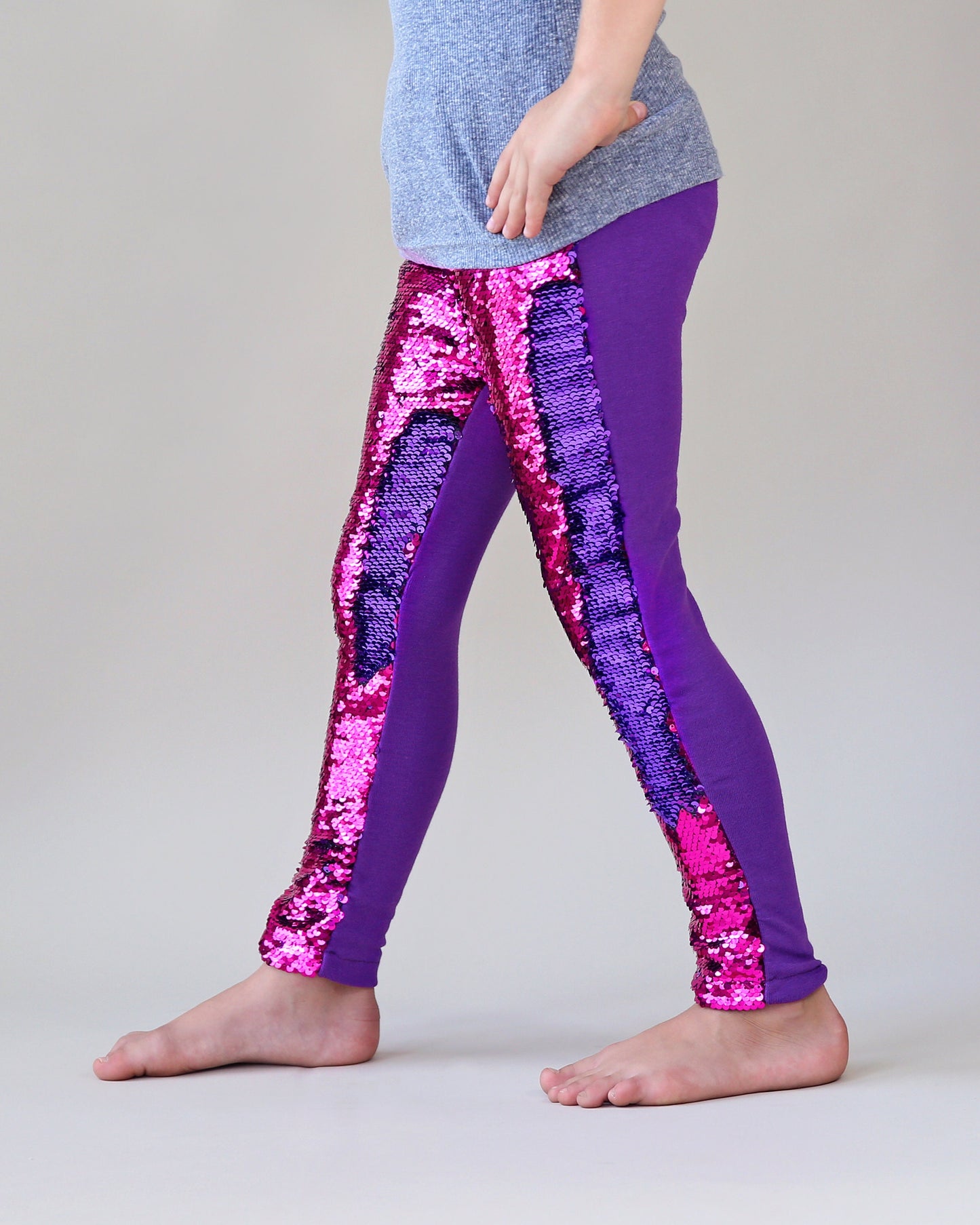 Flip Sequin Leggings in Hot Pink and Purple