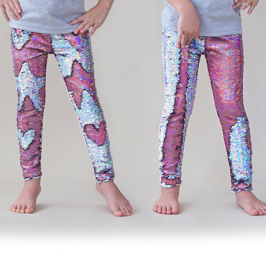 Flip Sequin Leggings in Holographic Pink