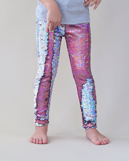 Flip Sequin Leggings in Holographic Pink