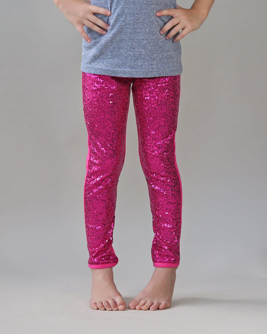 Sequin Leggings in Hot Pink