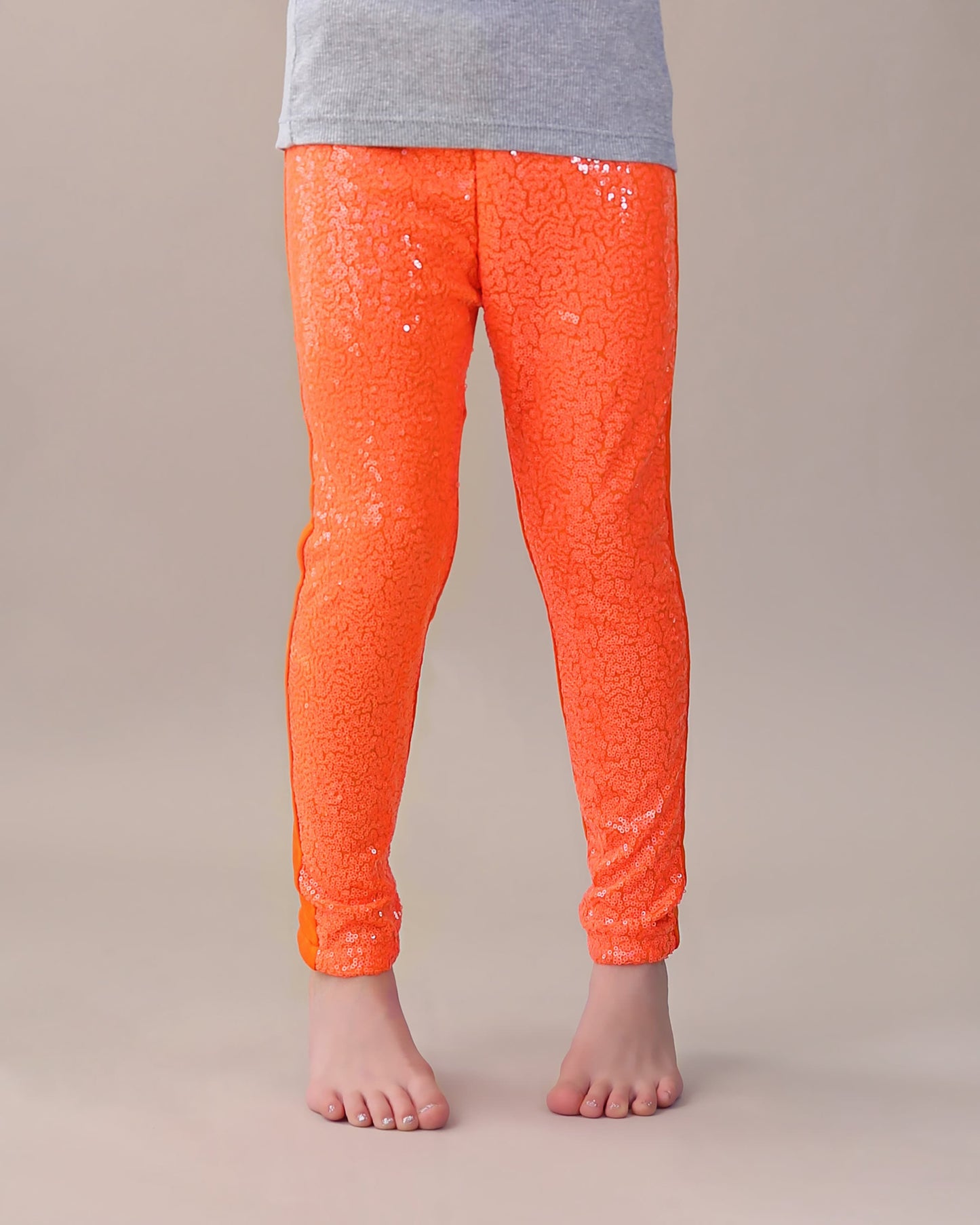 Sequin Leggings in Neon Orange