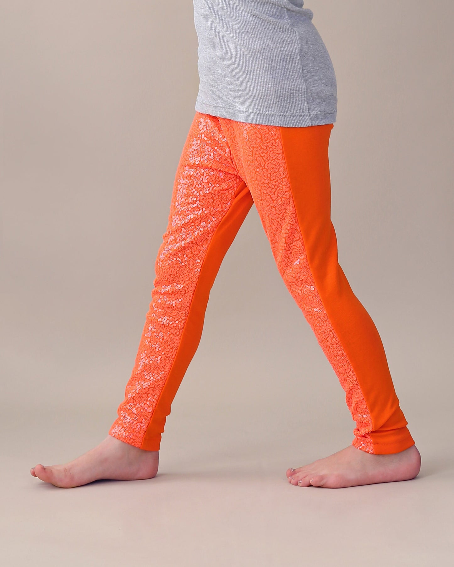 Sequin Leggings in Neon Orange