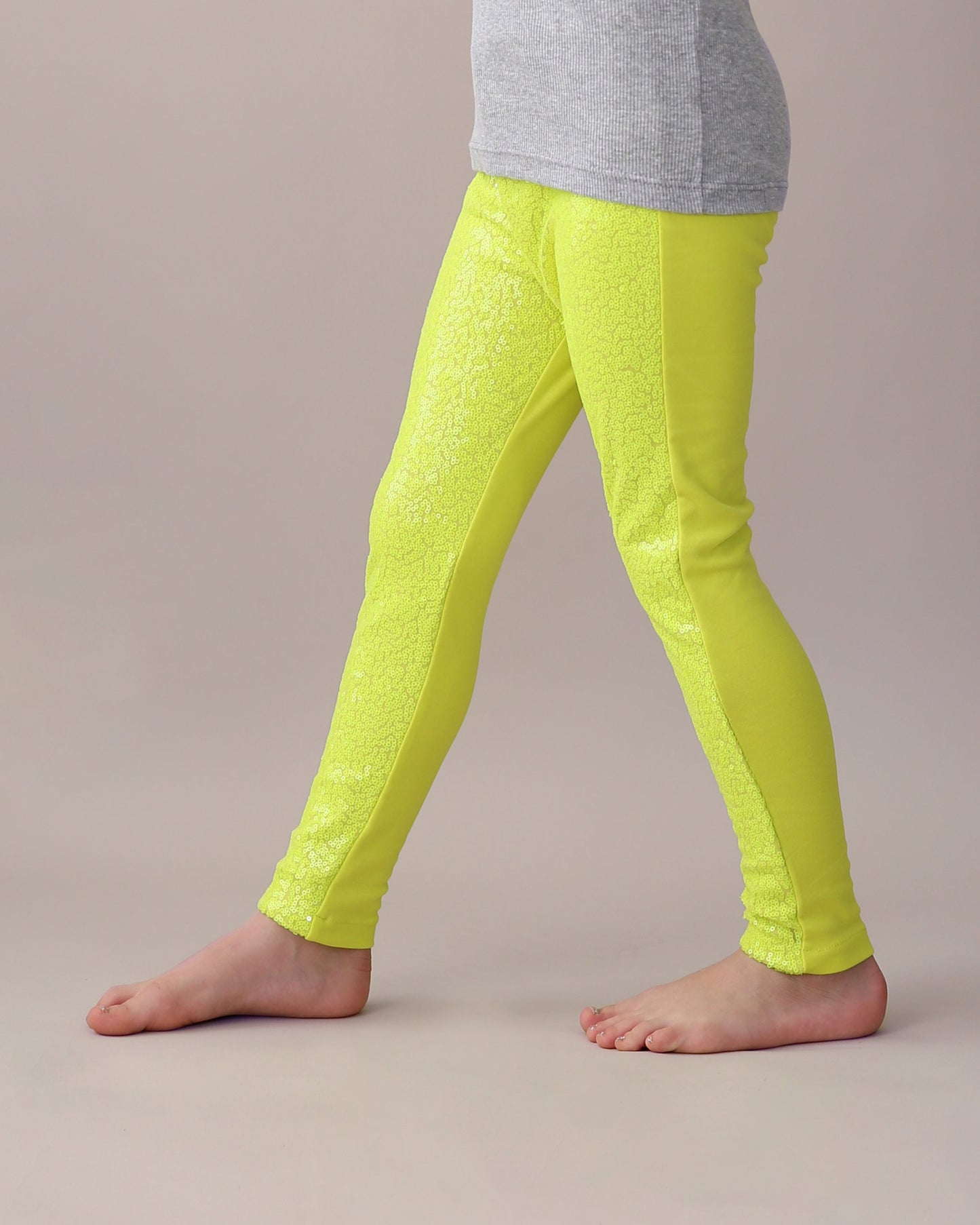 Sequin Leggings in Neon Yellow