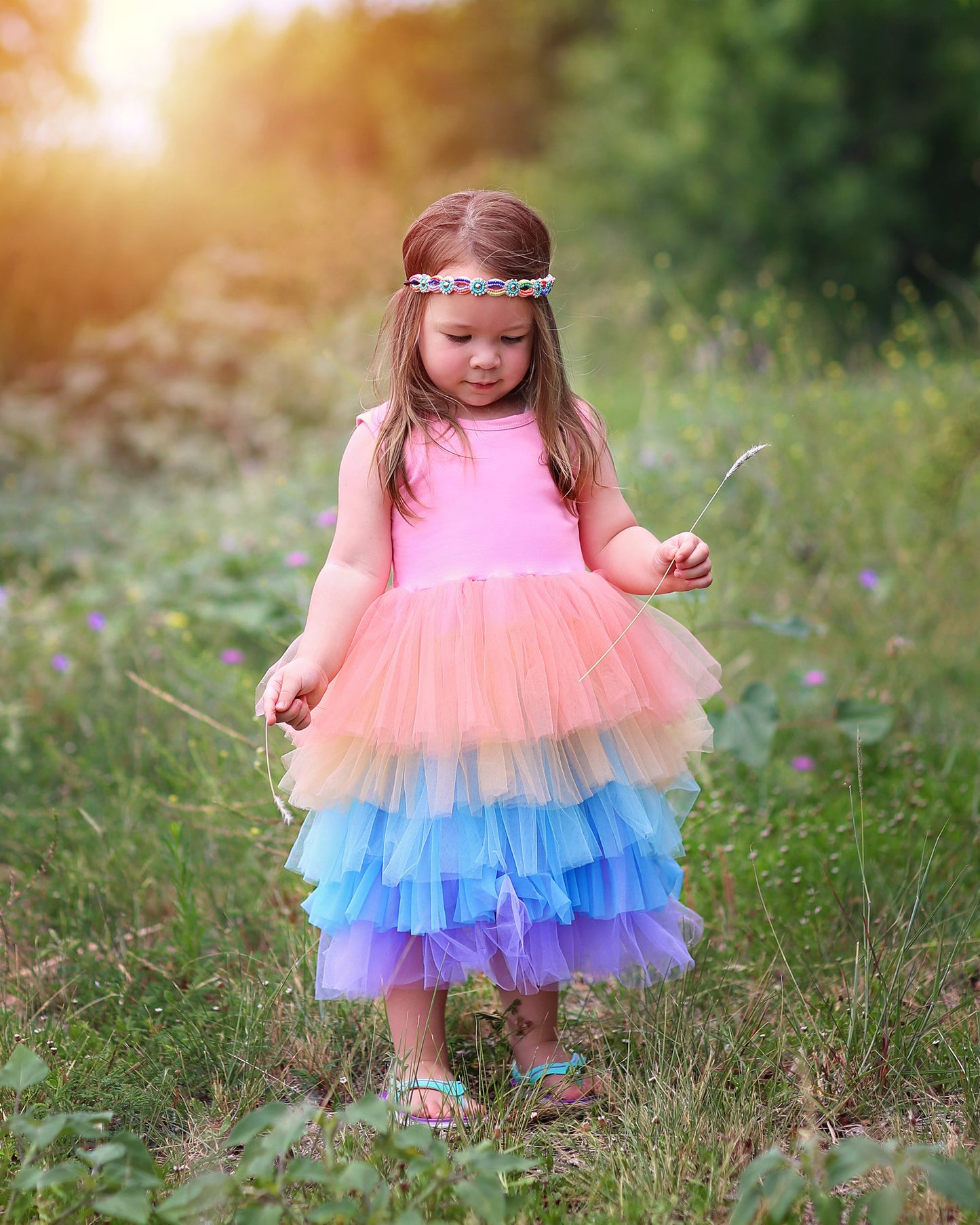 Tutu Dress in Pink Rainbow