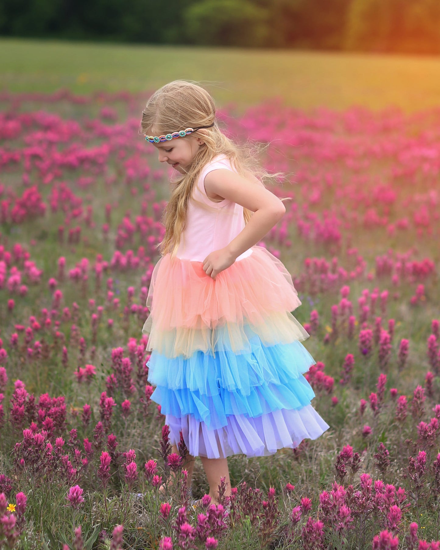 Tutu Dress in Pink Rainbow