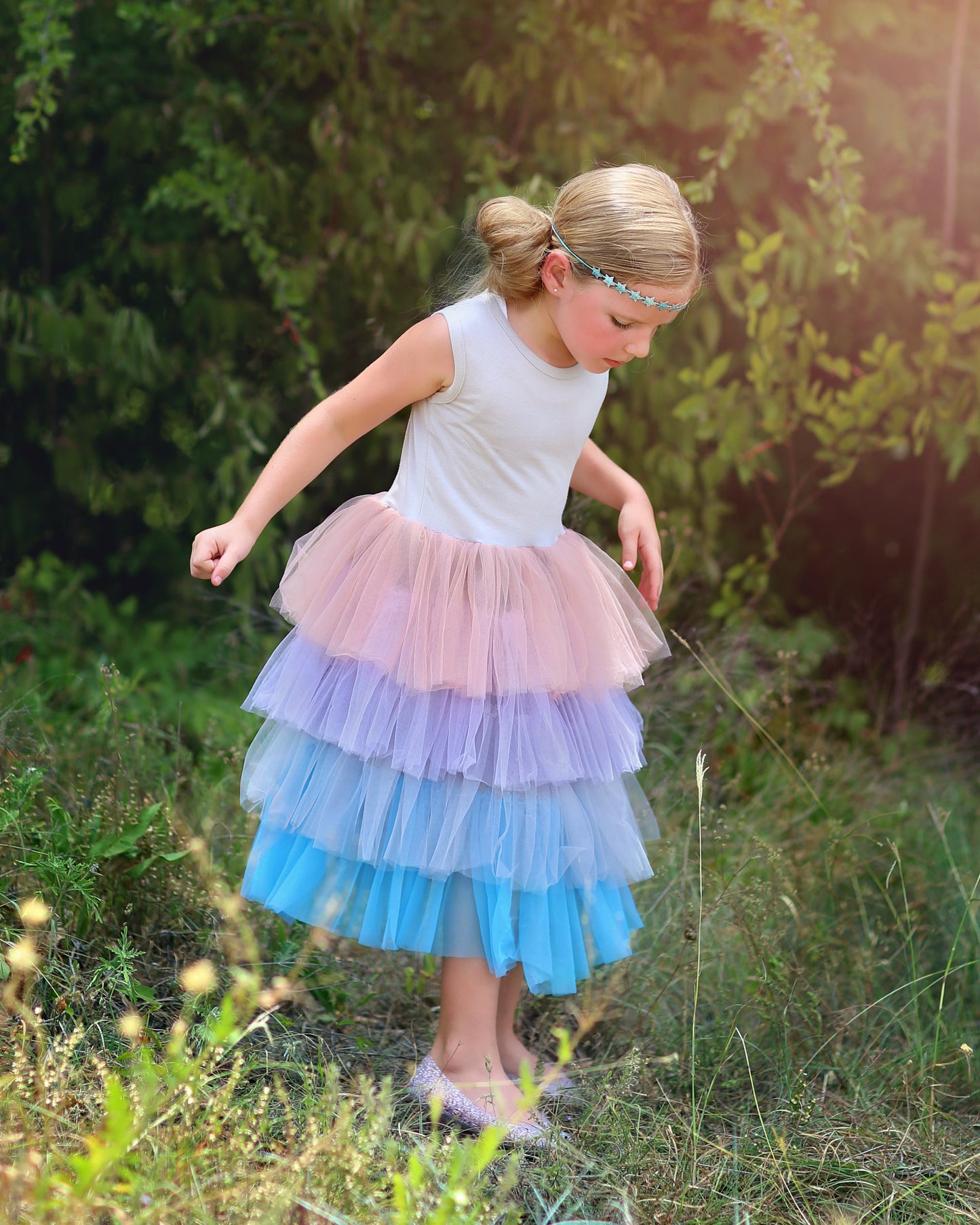 Tutu Dress in Pink, Blue and Gray Ombre