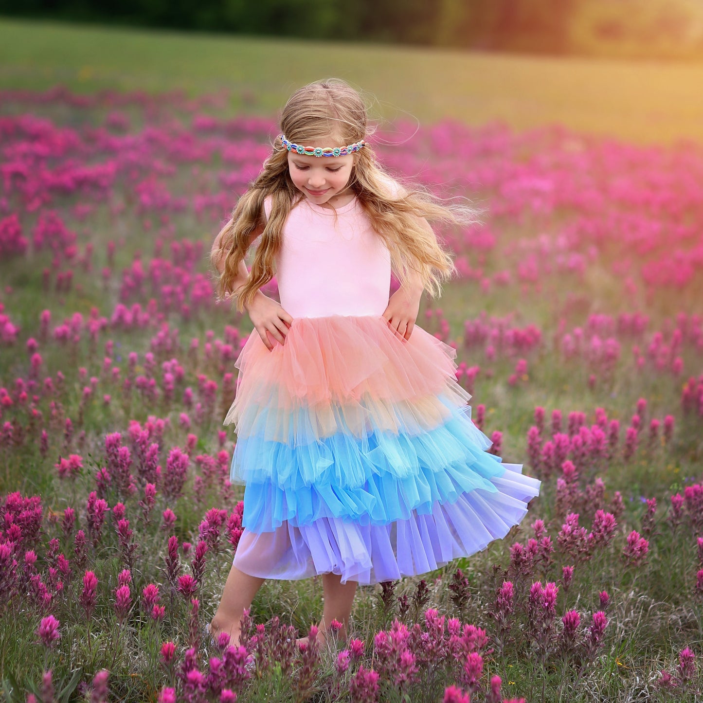 Tutu Dress in Pastel Rainbow