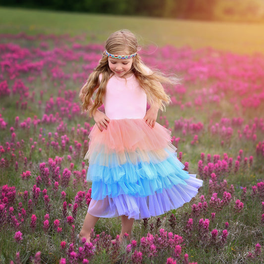 Tutu Dress in Pastel Rainbow